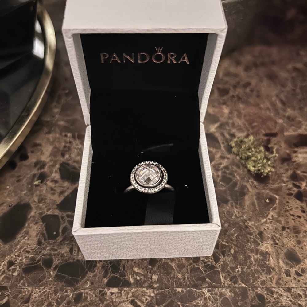 Pandora Silver Ring with Clear Stone